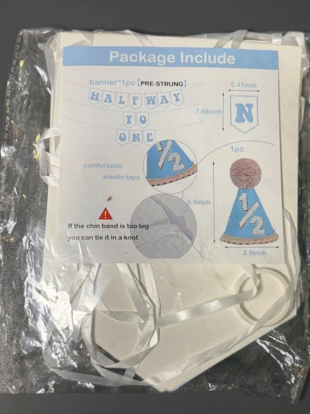 NOT FOR SALE - Blue Half Birthday Decorations Boy 1/2 Hat Banner Halfway to One